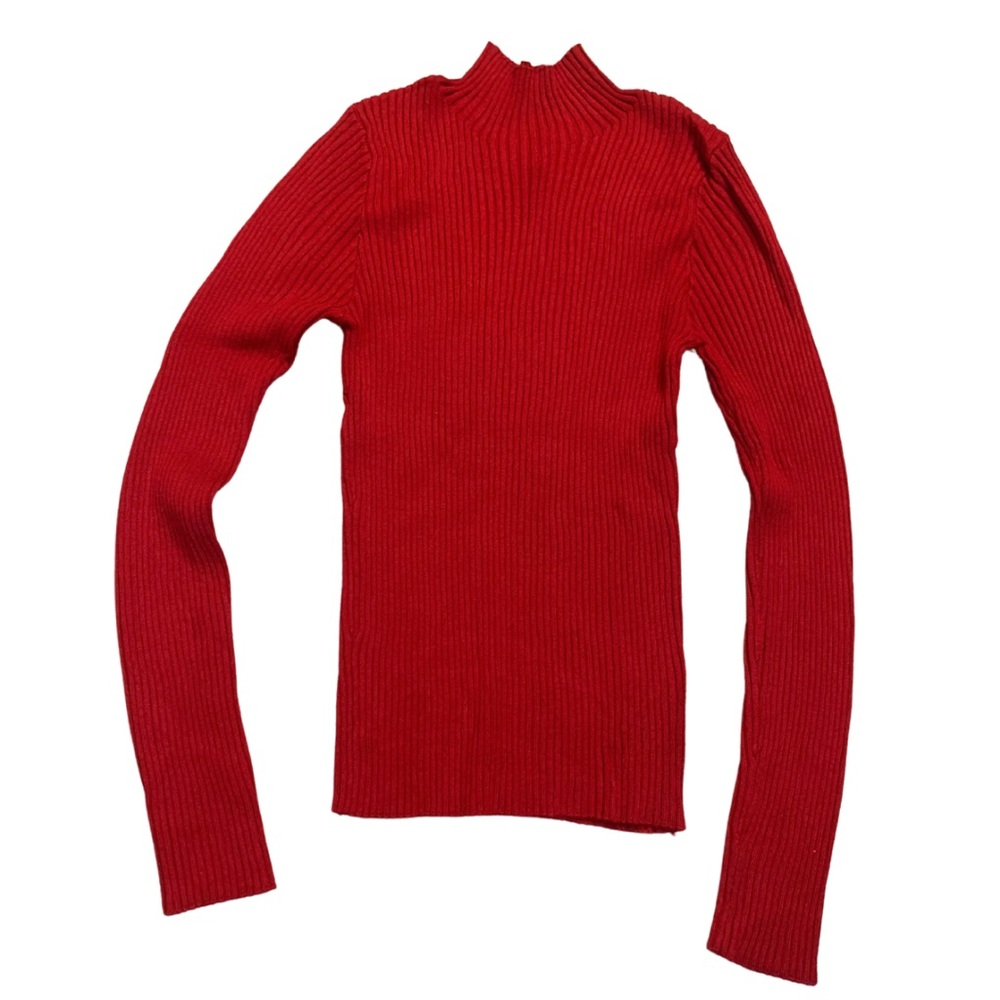 2/$30 Red High Neck Ribbed Long Sleeves Sweater Medium Preppy Nautical Old Money